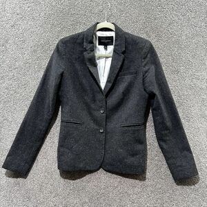 Banana Republic Blazer Jacket Women 2 Gray Button Front Long Sleeve Wool Office